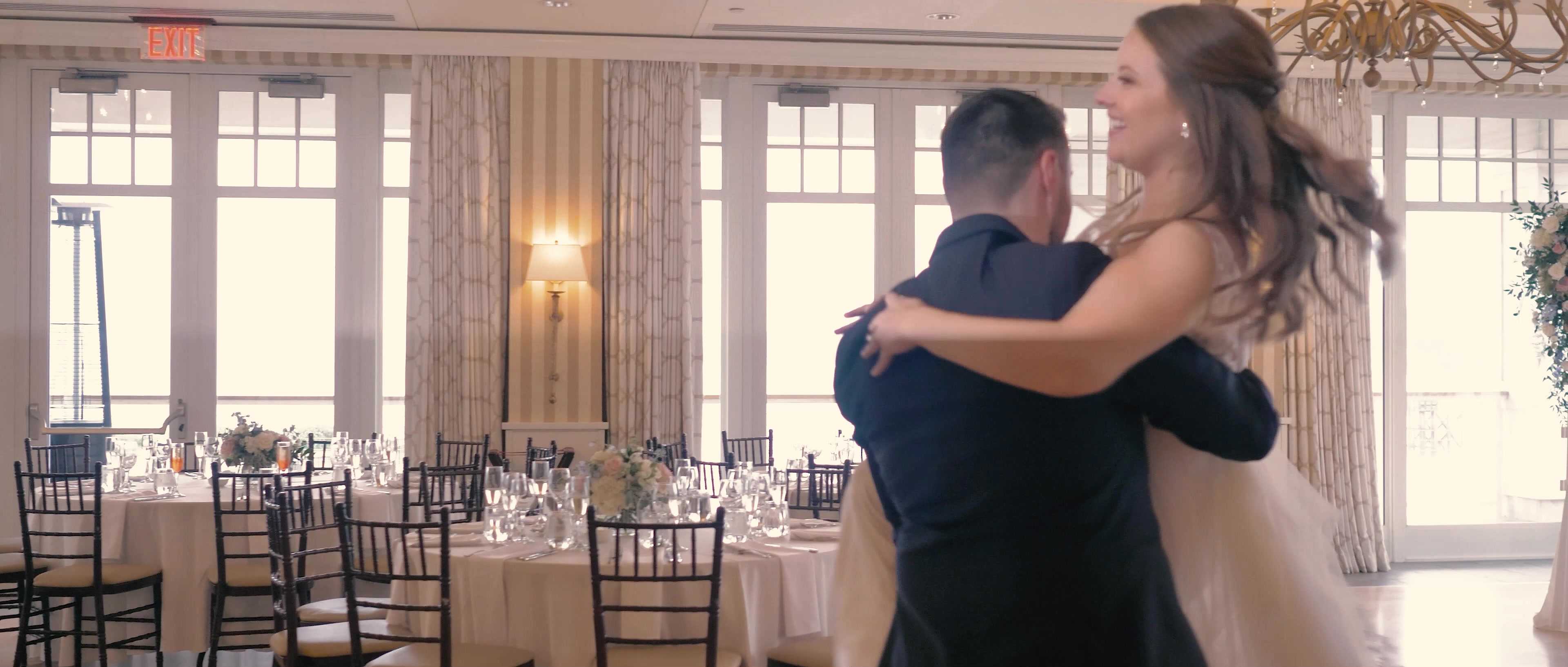 First dance in a bright reception room by the sea